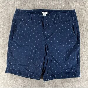 J.Crew Navy Blue Anchor Print Chino Shorts Womens Size 6 Nautical J0800 Summer